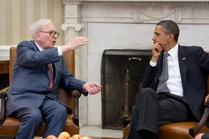 Warren Buffett na spotkaniu z prezydentem USA Barack Obama zjęcie